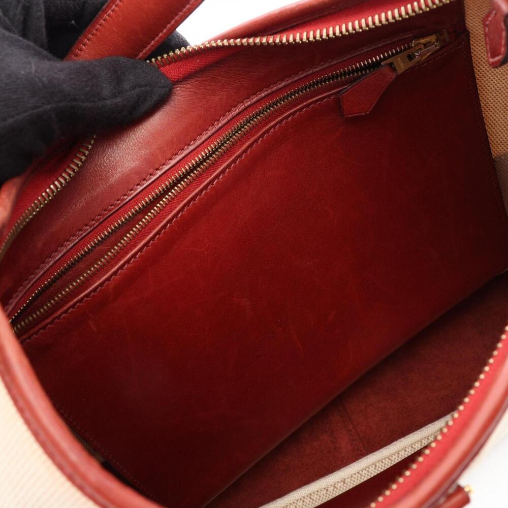 Hermes Trim 31 Shoulder Bag/Handbag, Leather, Toile H, Ivory/Burgundy, Women's. - Picture 13 of 15